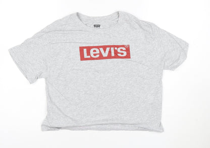 Levi's Girls Grey Logo T-Shirt 14 Years Crew Neck Short Sleeve