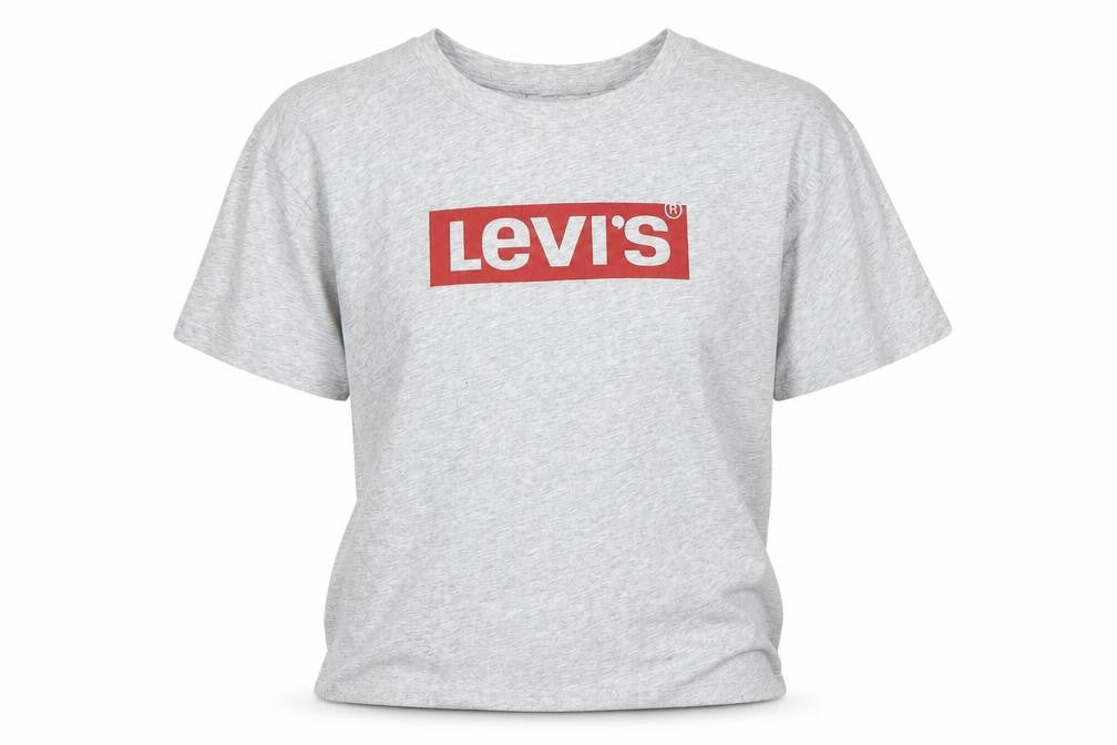 Front view of Levi's girls’ grey logo t-shirt 14 years crew neck short sleeve