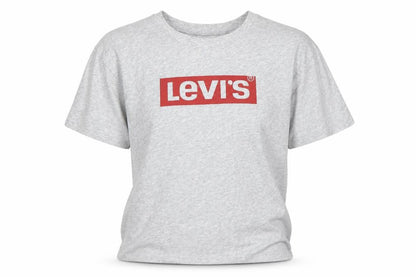Front view of Levi's girls’ grey logo t-shirt 14 years crew neck short sleeve