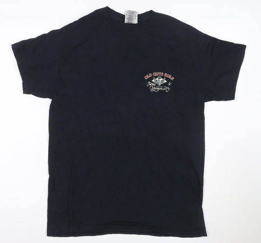 Old Guys Rule Men's Black Motorcycle Graphic Cotton T-Shirt Size M