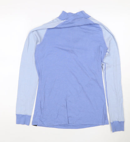 Mountain Warehouse Women's Blue Merino Wool 1/2 Zip Long Sleeve Pullover Top UK 12