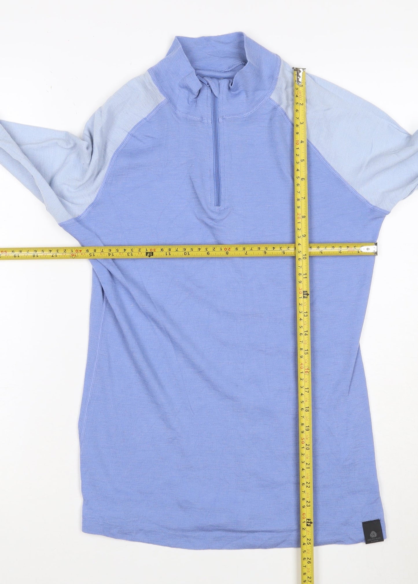 Mountain Warehouse Women's Blue Merino Wool 1/2 Zip Long Sleeve Pullover Top UK 12