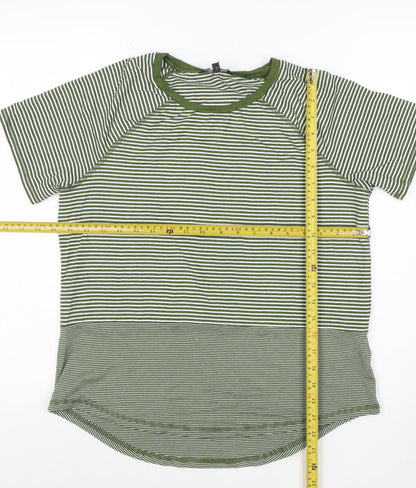 Next Womens Green Striped Short Sleeve Jersey T-Shirt Size 12