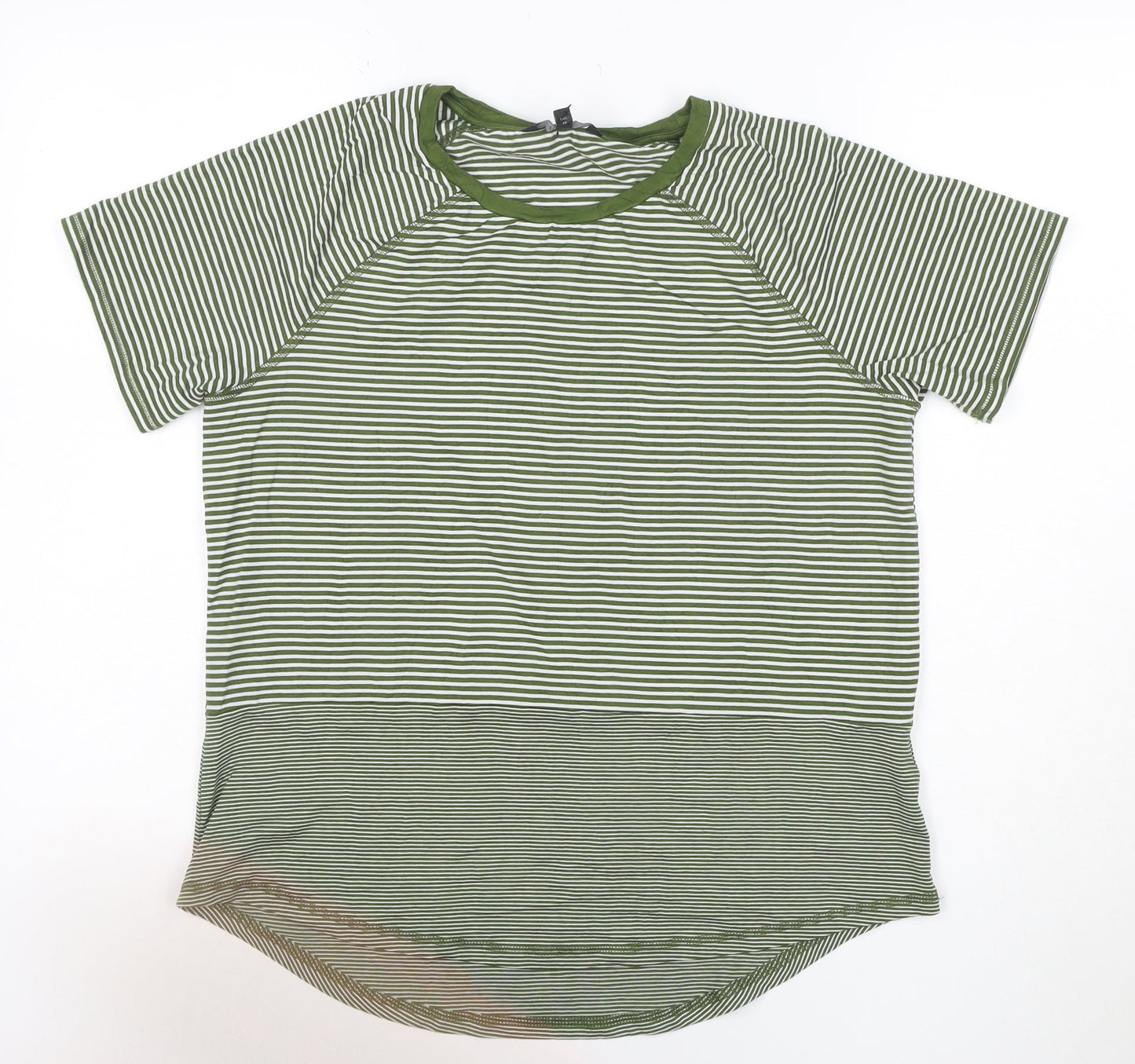 Next Womens Green Striped Short Sleeve Jersey T-Shirt Size 12
