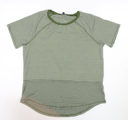 Next Womens Green Striped Short Sleeve Jersey T-Shirt Size 12