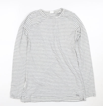 Mamas & Papas Women's Grey Striped Long Sleeve Cotton T-Shirt Size S