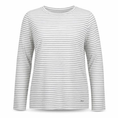 mamas & papas Women's Grey Striped Long Sleeve Cotton T-Shirt Size S