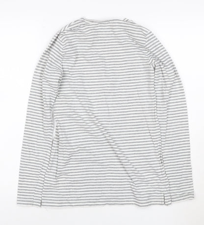 Mamas & Papas Women's Grey Striped Long Sleeve Cotton T-Shirt Size S