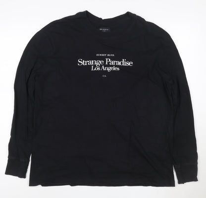 Cotton On Men’s Black Long Sleeve Graphic T-Shirt L Regular Fit