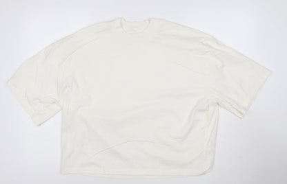 Monoprix Men's Ivory Organic Cotton Crew Neck T-Shirt Size L
