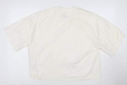 Monoprix Men's Ivory Organic Cotton Crew Neck T-Shirt Size L
