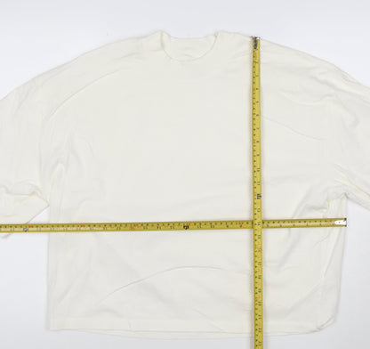 Monoprix Men's Ivory Organic Cotton Crew Neck T-Shirt Size L
