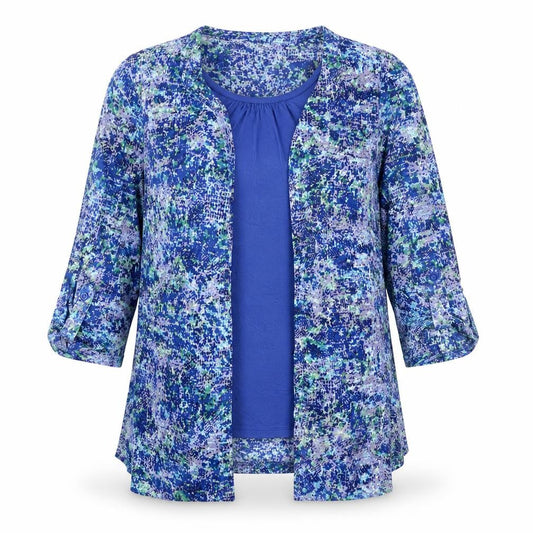 Honor Millburn Women's Blue Tunic Blouse Size 12 3/4 Sleeve