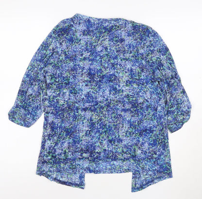 Honor Millburn Women's Blue Tunic Blouse Size 12 3/4 Sleeve