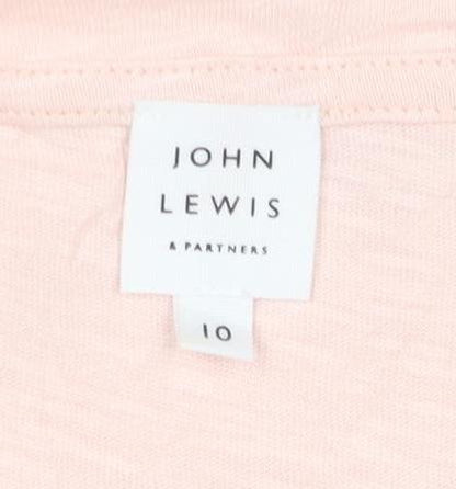 John Lewis Women Pink Cotton Puff Short Sleeve T-Shirt Size 10