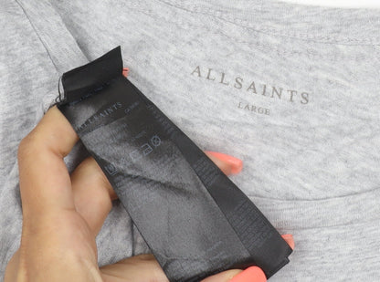 AllSaints Men's Grey Cotton Crew Neck T-Shirt Size L