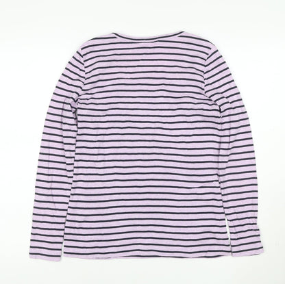 Desigual Women's Pink Striped Long Sleeve Cotton T-Shirt Size S