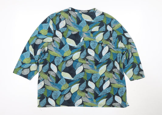 Tigi Women's Multicoloured Leaf Print Henley Tunic Blouse Size 18