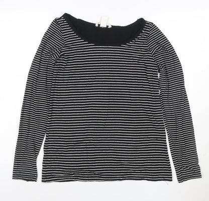 H&M MAMA Black Striped Long Sleeve Scoop Neck Maternity Top Size 8