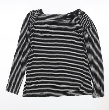 H&M MAMA Black Striped Long Sleeve Scoop Neck Maternity Top Size 8