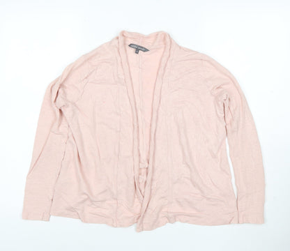Laura Ashley Women’s Pink Linen Open Cardigan M Lightweight Knit