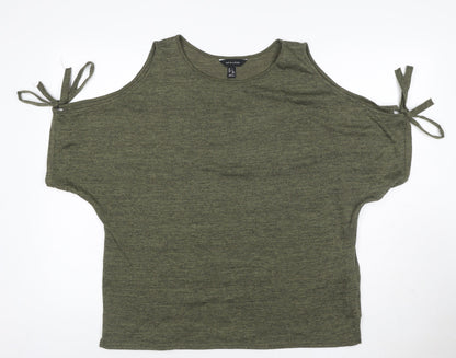 New Look Women’s Green Cold Shoulder T-Shirt Size L
