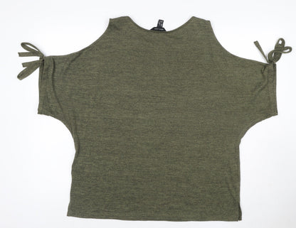 New Look Women’s Green Cold Shoulder T-Shirt Size L