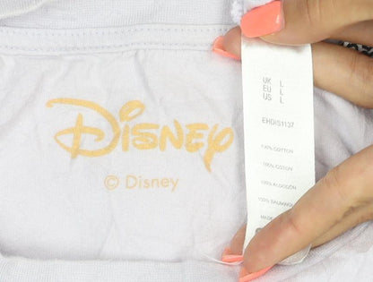 Disney Women’s White Wonderland T-Shirt Size L Short Sleeve Cotton