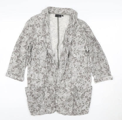 Next Women’s Grey Floral Lace Cotton Tunic Blouse Size 8