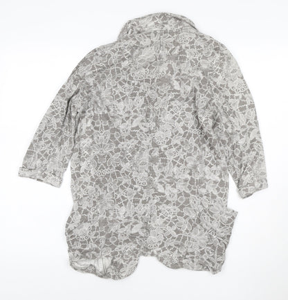 Next Women’s Grey Floral Lace Cotton Tunic Blouse Size 8
