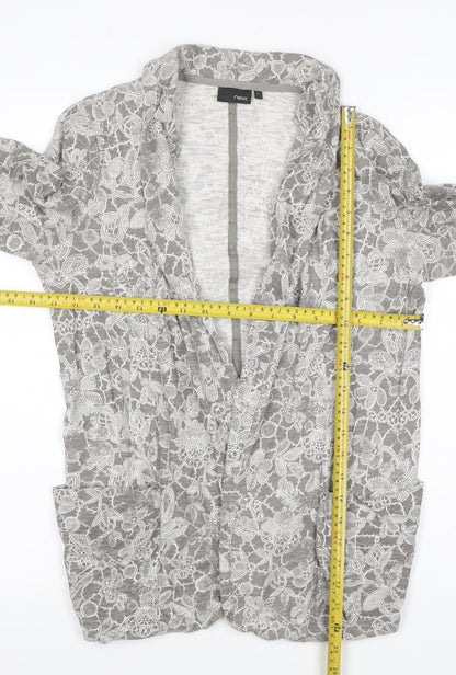 Next Women’s Grey Floral Lace Cotton Tunic Blouse Size 8