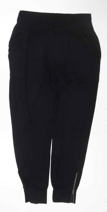 Hush Womens Black Size 10 Jersey Jogger Trousers with Zip Detail