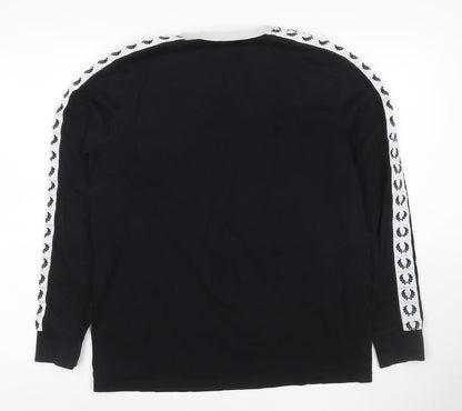 Fred Perry Men’s Black Long Sleeve Crew Neck Sports T-Shirt L