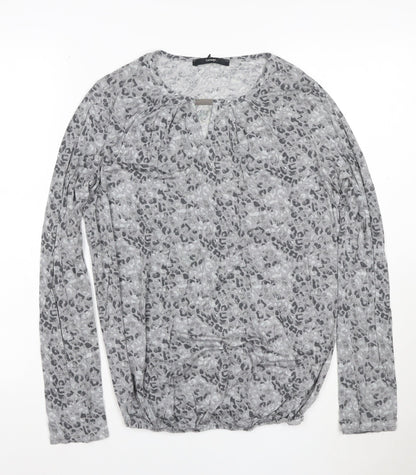 George Women’s Grey Animal Print Long Sleeve T-Shirt Size 8