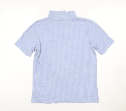 Select Women’s Blue Striped Short Sleeve High Neck Zip T-Shirt Size 14