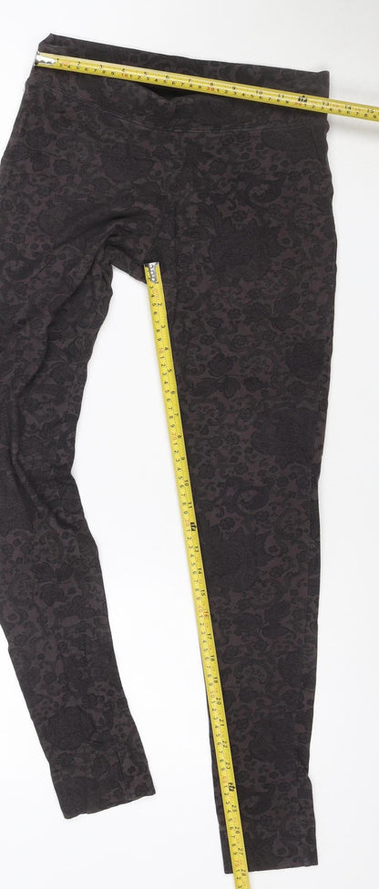 Marks and Spencer Women’s Black Floral Stretch Leggings Size 10 Long