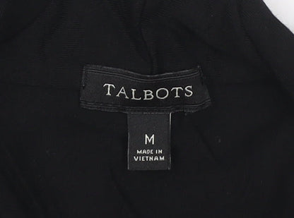 Talbots Women Black Long Sleeve V-Neck Rayon Stretch Blouse Medium