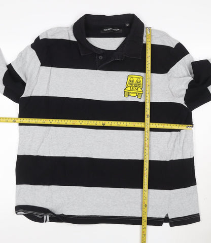Lyle & Scott x Golfickers Black Grey Striped Rugby Polo XXL