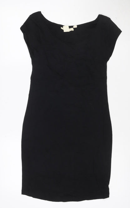 L.O.G.G. Women's Black M Bodycon Jersey Short Sleeve Knee Dress