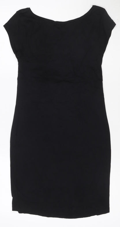 L.O.G.G. Women's Black M Bodycon Jersey Short Sleeve Knee Dress