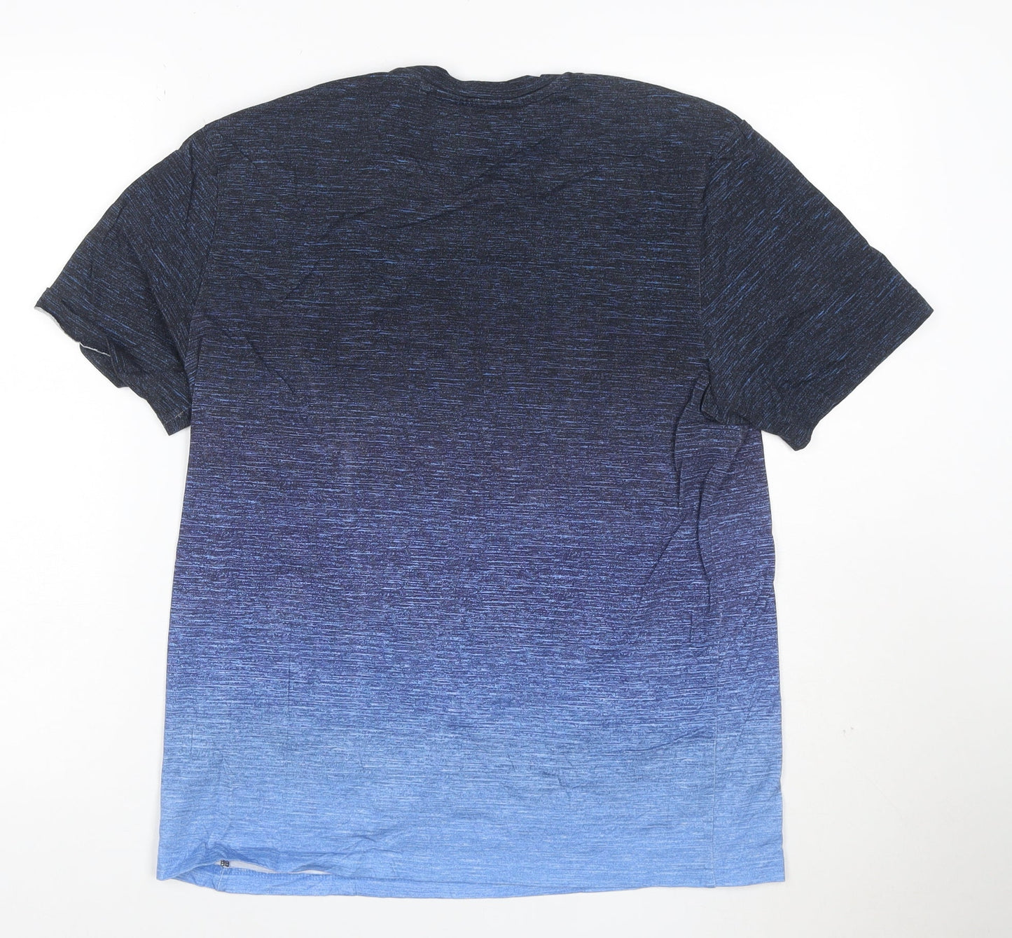 Next Men Blue Ombre Crew Neck Regular Fit Cotton T-Shirt Size M