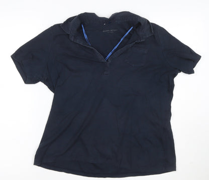 Gerry Weber Women Blue Size 12 Cotton Collared Polo Shirt