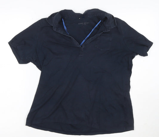 Gerry Weber Women Blue Size 12 Cotton Collared Polo Shirt