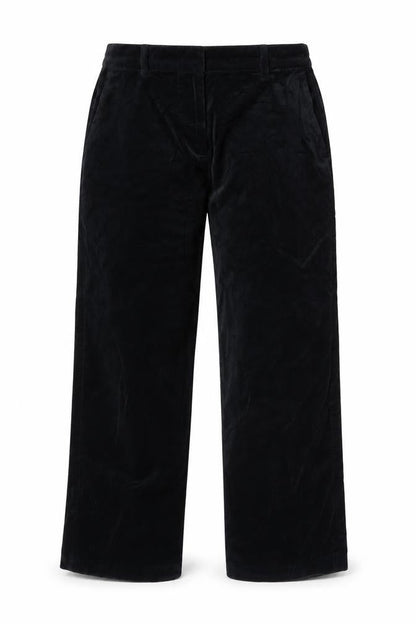 Marks & Spencer Women Black Size 12 Regular Cotton Straight Trousers