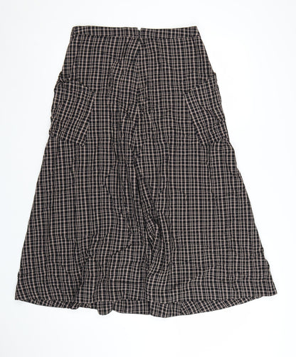 Marks and Spencer Womens Brown Check A-Line Midi Skirt Size 10