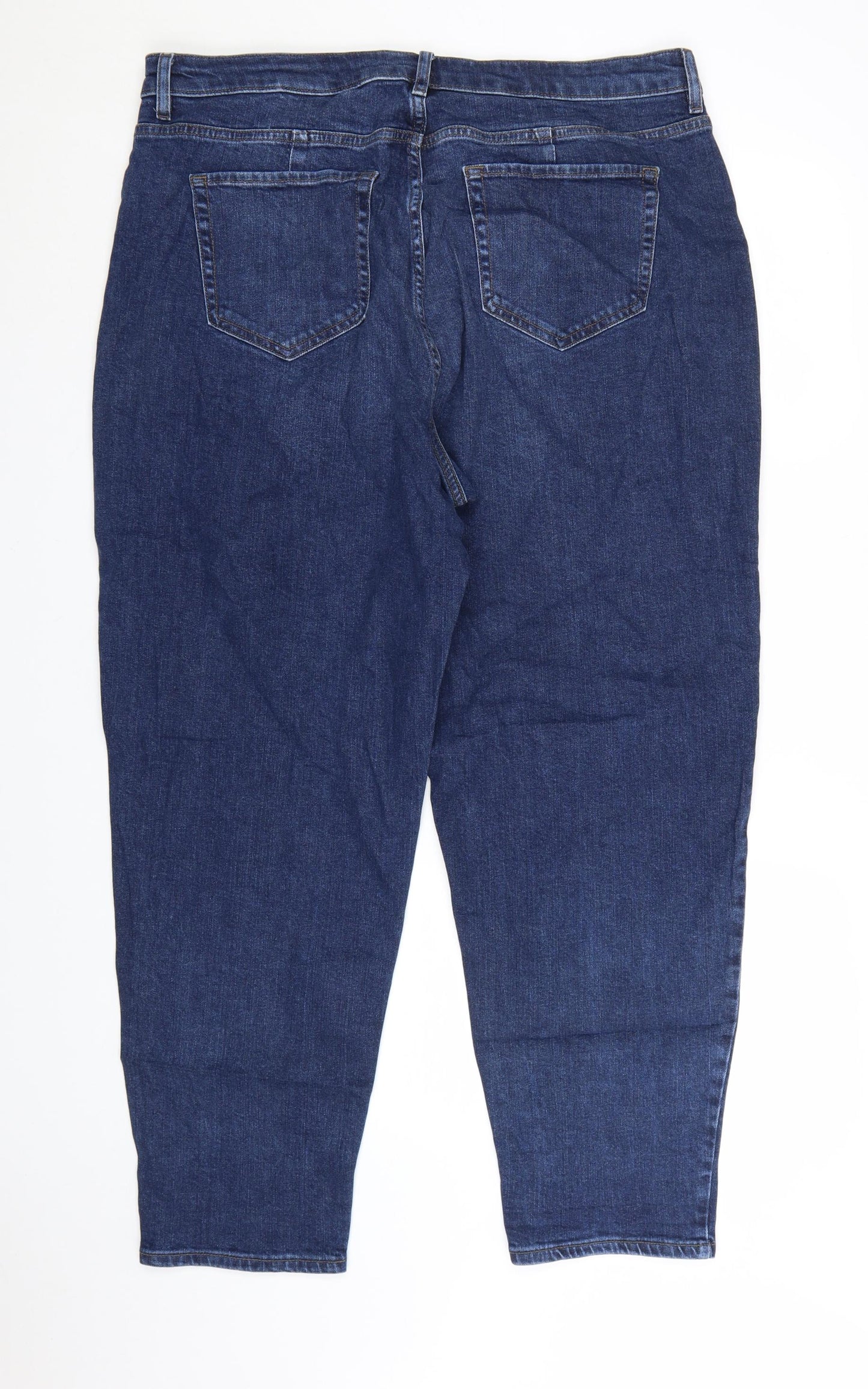 Marks and Spencer Women Blue Size 18 Long Mom Jeans High Waist Denim