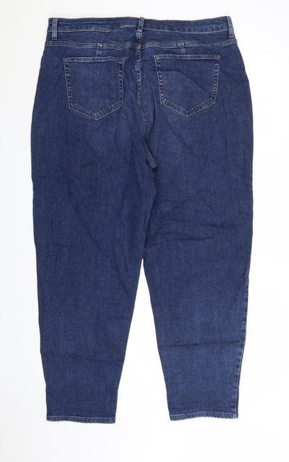 Marks and Spencer Women Blue Size 18 Long Mom Jeans High Waist Denim