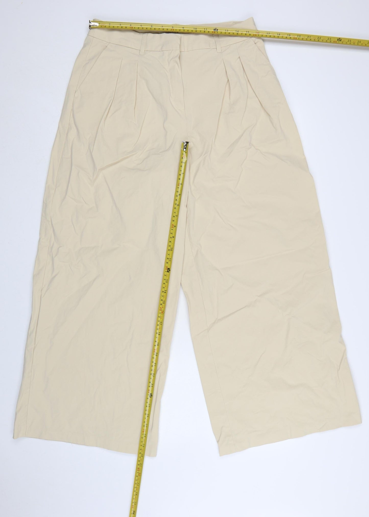 Marks and Spencer Autograph Womens Beige Wide-Leg Trousers Size 14