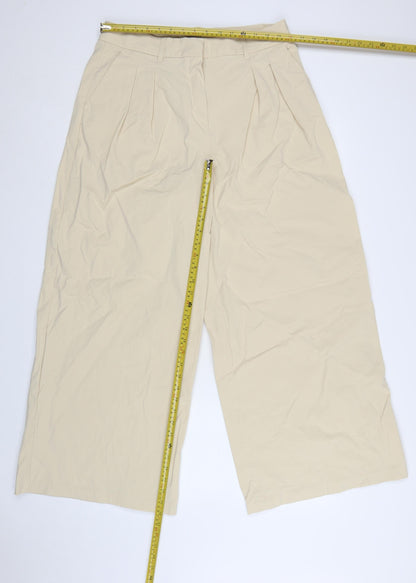 Marks and Spencer Autograph Womens Beige Wide-Leg Trousers Size 14