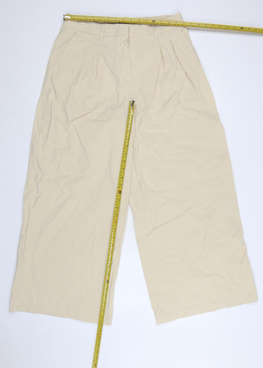 Marks and Spencer Autograph Womens Beige Wide-Leg Trousers Size 14